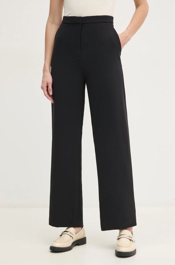 Tommy Hilfiger Hlače Tommy Hilfiger za žene, boja: crna, ravni kroj, visoki struk, WW0WW45445