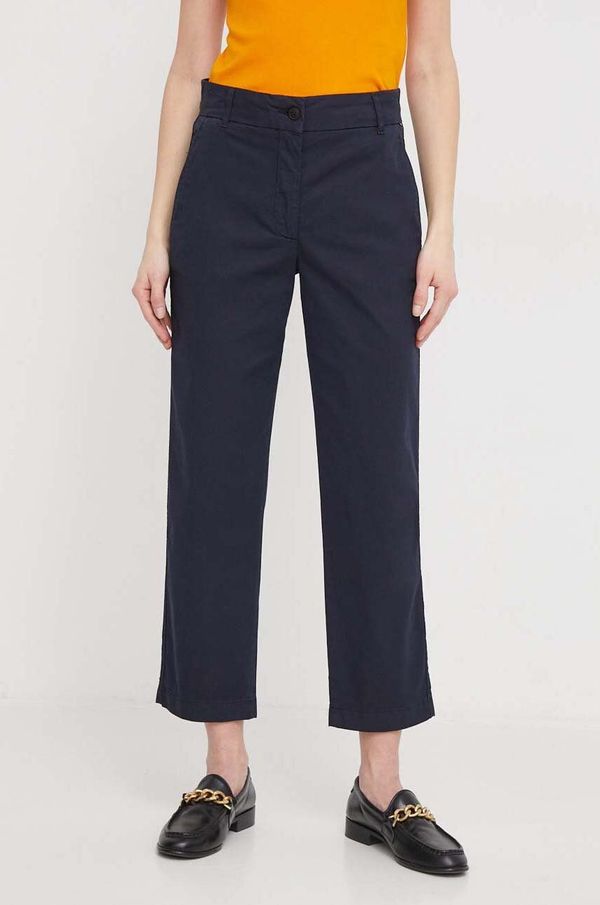 Tommy Hilfiger Hlače Tommy Hilfiger za žene, boja: tamno plava, ravni kroj, visoki struk