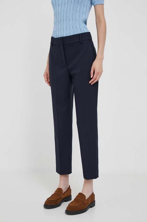 Tommy Hilfiger Hlače Tommy Hilfiger za žene, boja: tamno plava, ravni kroj, visoki struk