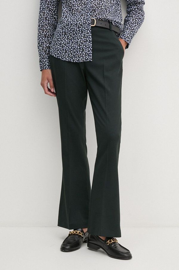 Tommy Hilfiger Hlače Tommy Hilfiger za žene, boja: zelena, ravni kroj, visoki struk, WW0WW42953