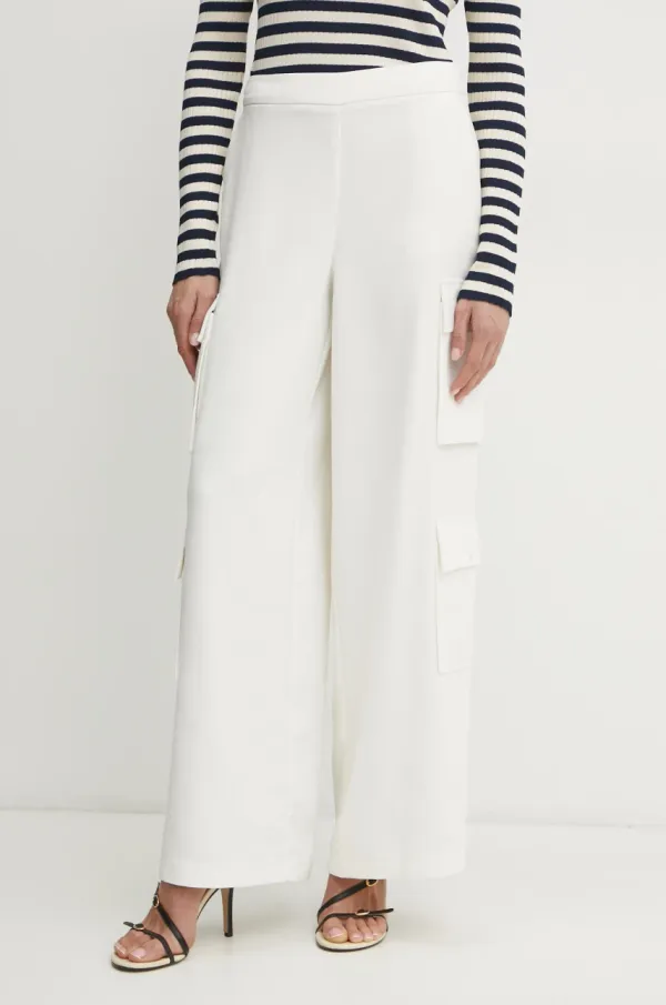 Twinset Hlače Twinset za žene, boja: bež, cargo kroj, visoki struk, 251AP2333