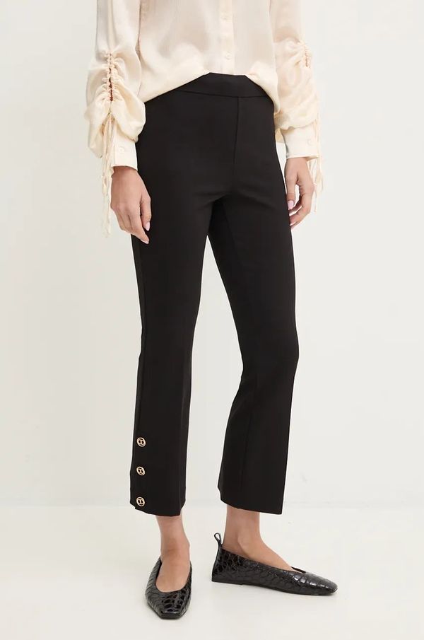 Twinset Hlače Twinset za žene, boja: crna, ravni kroj, visoki struk, 242TP2247
