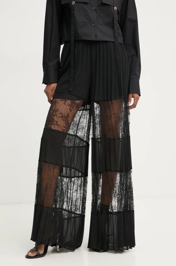 Twinset Hlače Twinset za žene, boja: crna, široke, visoki struk, 251TP2782