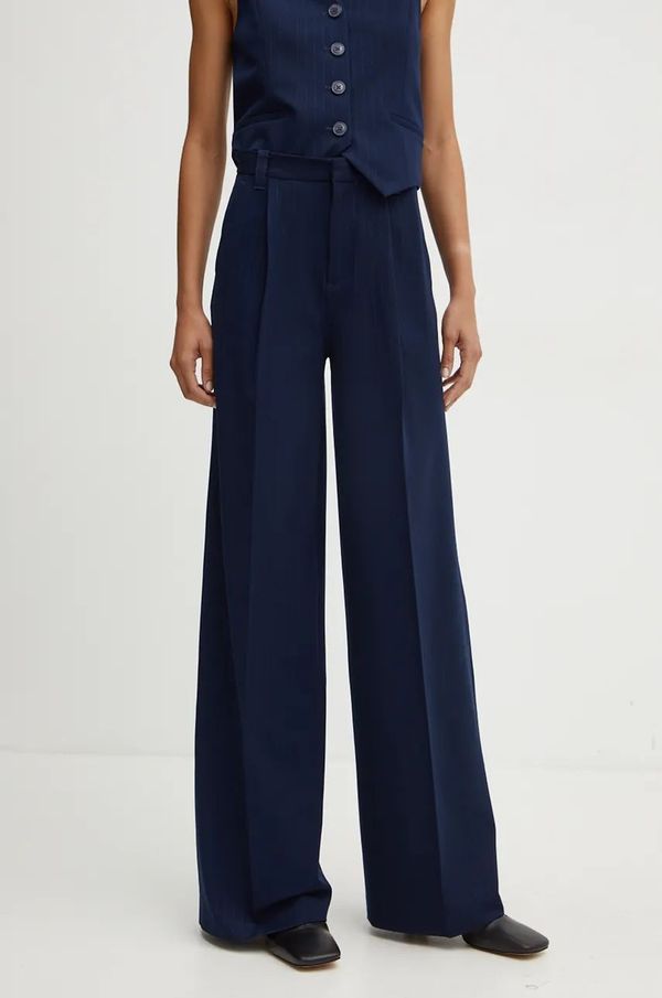 Twinset Hlače Twinset za žene, boja: tamno plava, široke, visoki struk, 242TP2151