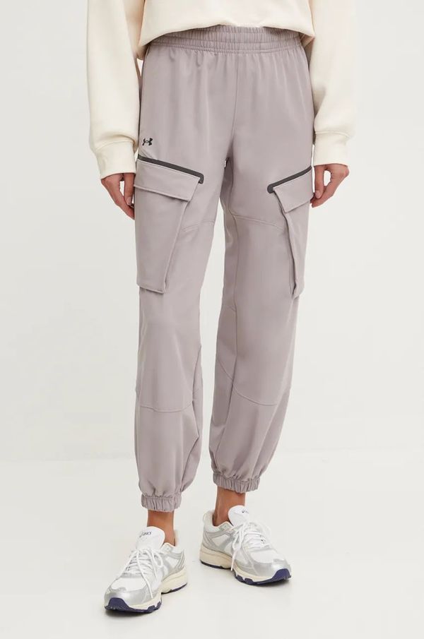 Under Armour Hlače Under Armour Unstoppable za žene, boja: ljubičasta, cargo kroj, visoki struk, 1386481