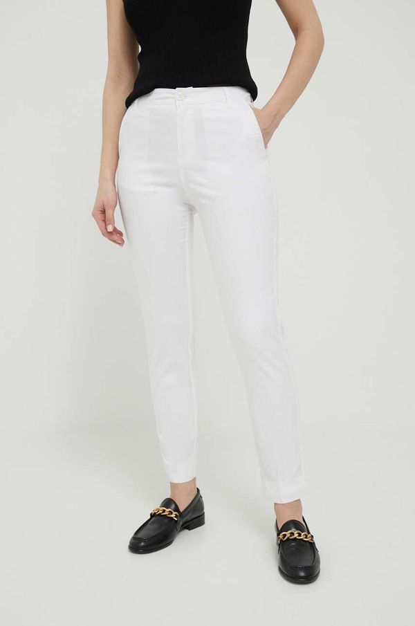 United Colors of Benetton Hlače United Colors of Benetton za žene, boja: bež, uski kroj, visoki struk