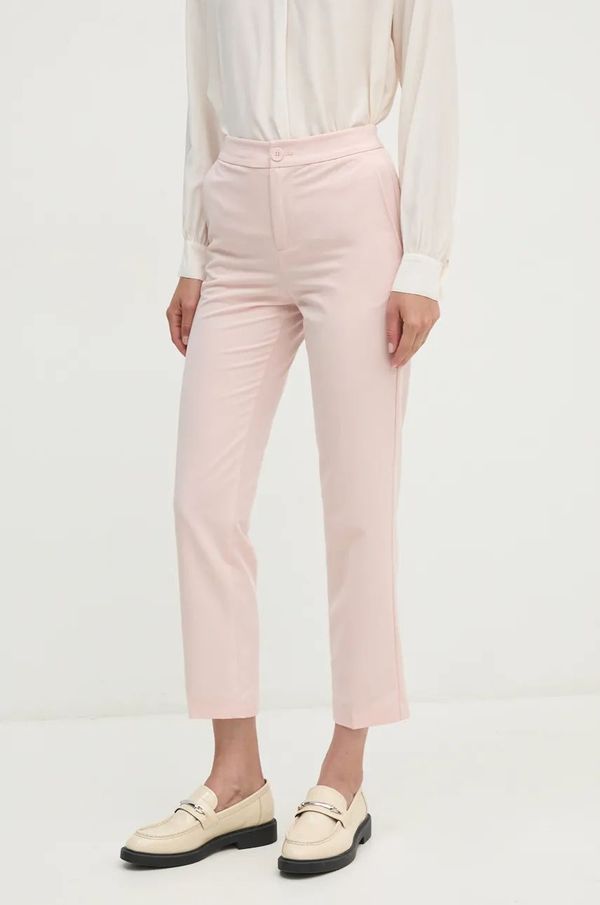 United Colors of Benetton Hlače United Colors of Benetton za žene, boja: ružičasta, kroj cigarette, visoki struk, 4OIGDF076