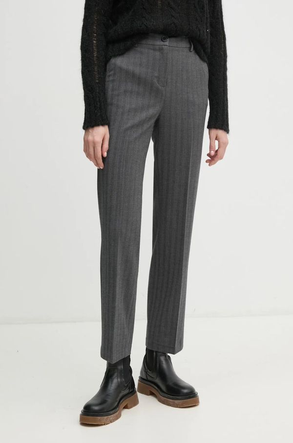 United Colors of Benetton Hlače United Colors of Benetton za žene, boja: siva, ravni kroj, visoki struk, 40A4DF07K