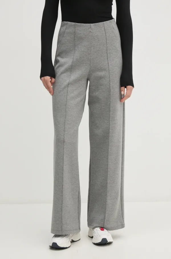 United Colors of Benetton Hlače United Colors of Benetton za žene, boja: siva, široke, visoki struk, 38Y6DF017