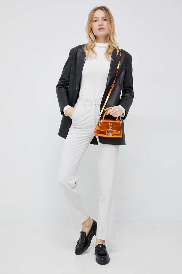 United Colors of Benetton Hlače United Colors of Benetton za žene, boja: siva, široke, visoki struk