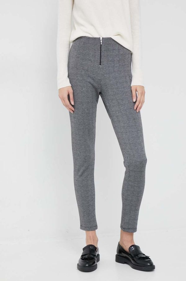 United Colors of Benetton Hlače United Colors of Benetton za žene, boja: siva, uski kroj, visoki struk