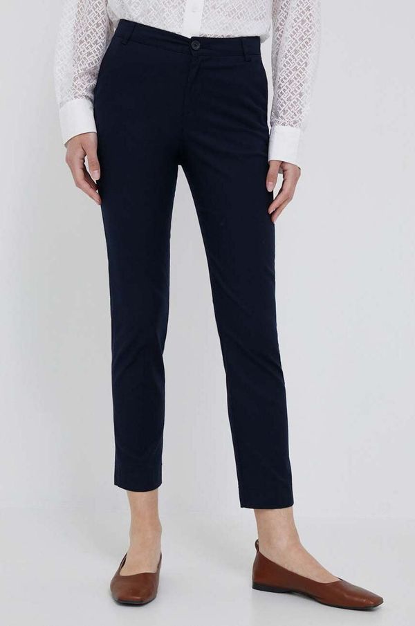 United Colors of Benetton Hlače United Colors of Benetton za žene, boja: tamno plava, uski kroj, visoki struk