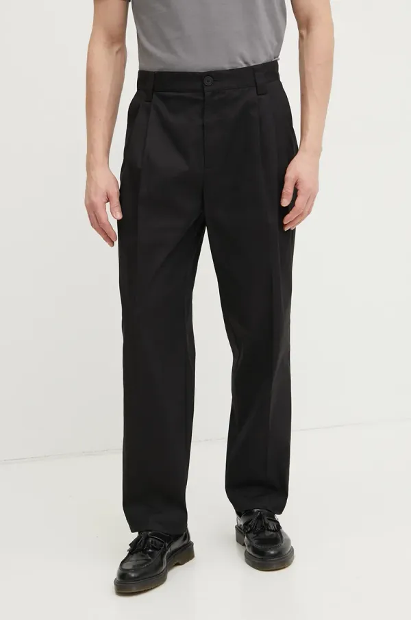 Versace Jeans Couture Hlače Versace Jeans Couture za muškarce, boja: crna, ravni kroj, 78GAA106 N0311