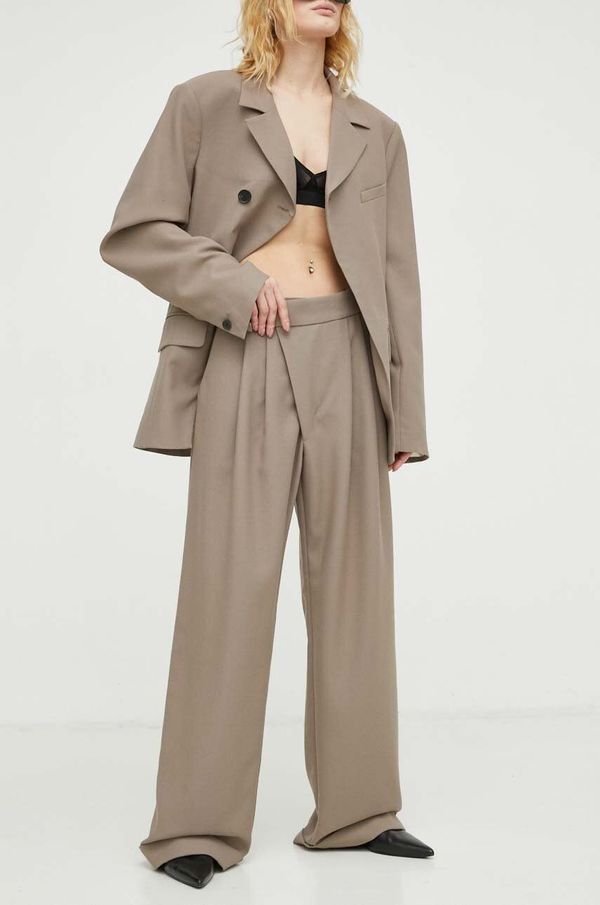 Won Hundred Hlače Won Hundred za žene, boja: smeđa, ravni kroj, visoki struk