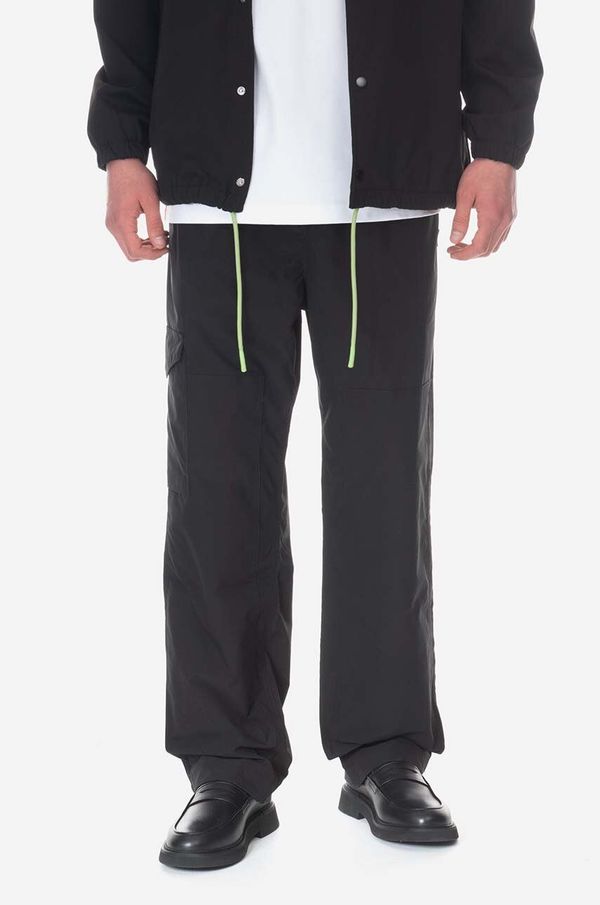 Wood Wood Hlače Wood Wood Halsey Crispy Tech Trousers za muškarce, boja: crna, ravni kroj, 12245009.1283-BLACK