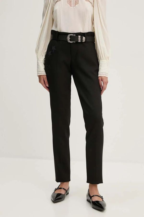 Zadig&Voltaire Hlače ZADIG&VOLTAIRE za žene, boja: crna, ravni kroj, srednje visoki struk, WWPA01848