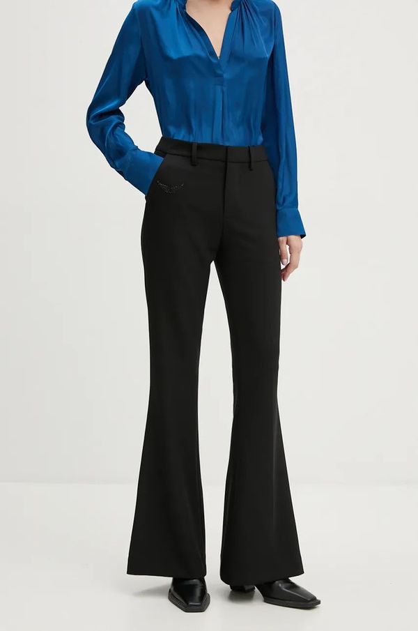 Zadig&Voltaire Hlače ZADIG&VOLTAIRE za žene, boja: crna, trapez, visoki struk, WWPA00816