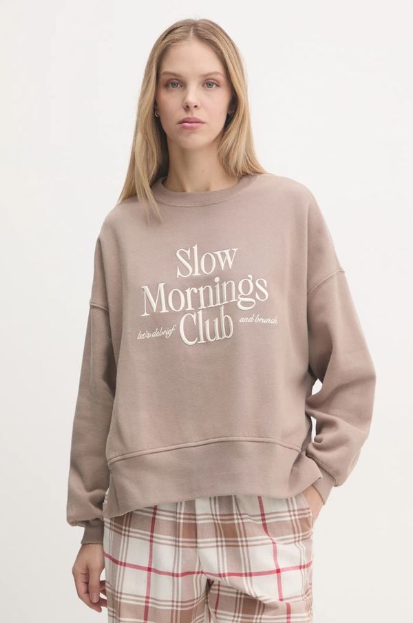 Abercrombie & Fitch Homewear dukserica Abercrombie & Fitch boja: bež, s aplikacijom, KI152-4247