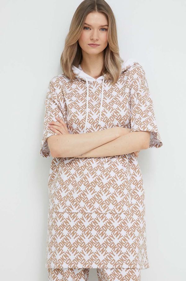 DKNY Homewear dukserica Dkny boja: bež, s kapuljačom, s uzorkom