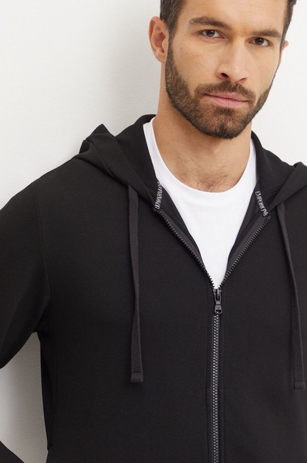 Emporio Armani Underwear Homewear dukserica Emporio Armani Underwear boja: crna, s kapuljačom, bez uzorka, 112053 4F574