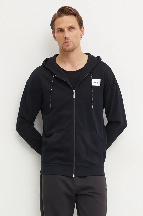 Hugo Homewear dukserica HUGO boja: crna, s kapuljačom, bez uzorka, 50524766
