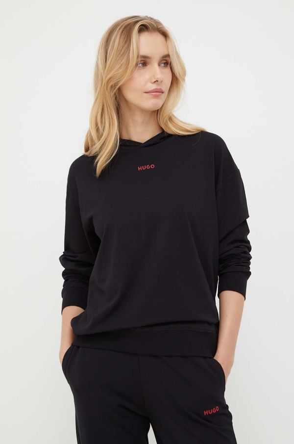 Hugo Homewear dukserica HUGO boja: crna, s kapuljačom, bez uzorka
