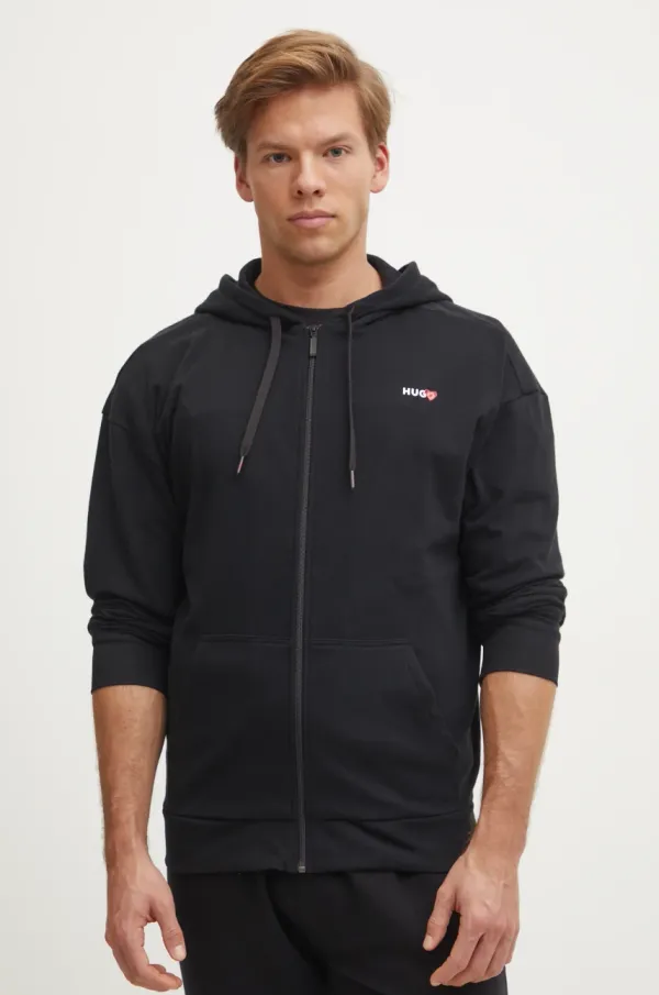 HUGO Homewear dukserica HUGO boja: crna, s kapuljačom, s tiskom, 50532018