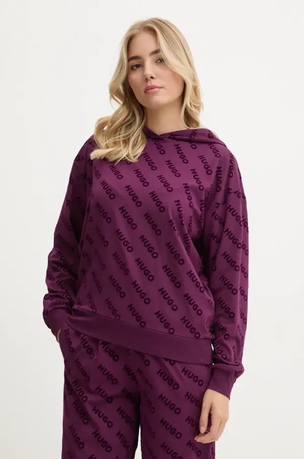 HUGO Homewear dukserica HUGO boja: ljubičasta, s kapuljačom, s uzorkom, 50523400