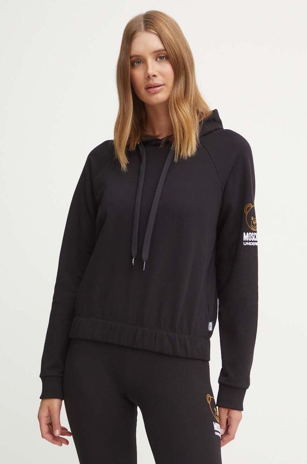 Moschino Underwear Homewear dukserica Moschino Underwear boja: crna, s kapuljačom, s aplikacijom, A17024424