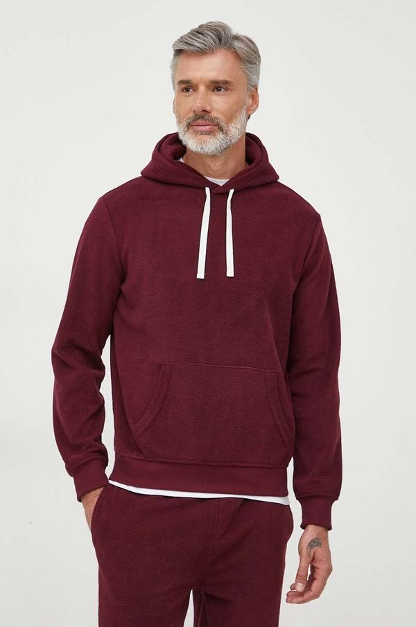 Polo Ralph Lauren Homewear dukserica Polo Ralph Lauren boja: bordo, s kapuljačom, bez uzorka