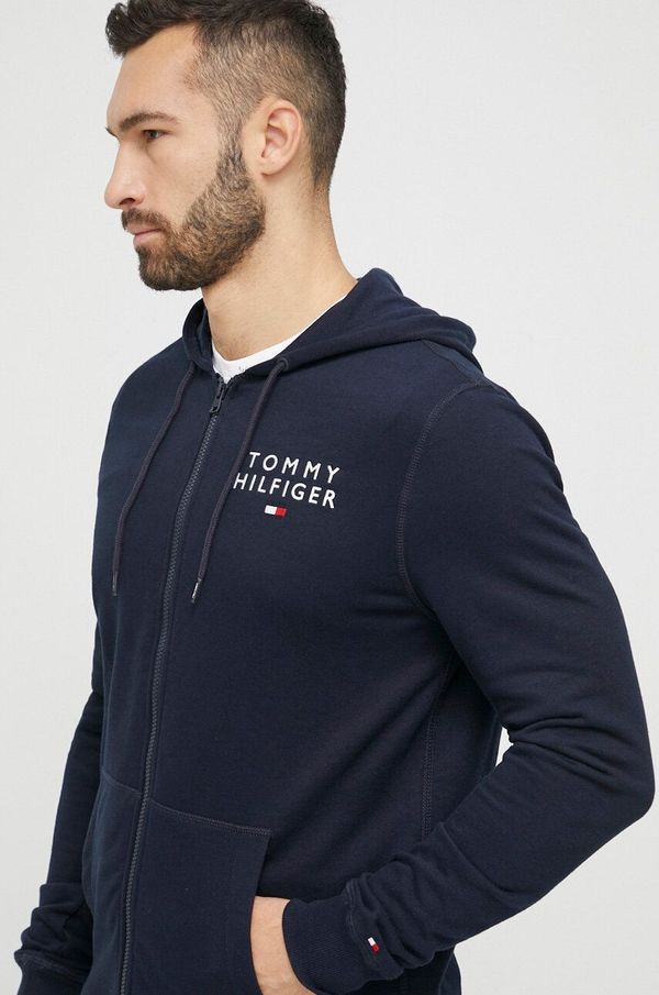 Tommy Hilfiger Homewear dukserica Tommy Hilfiger boja: tamno plava, s kapuljačom, s tiskom