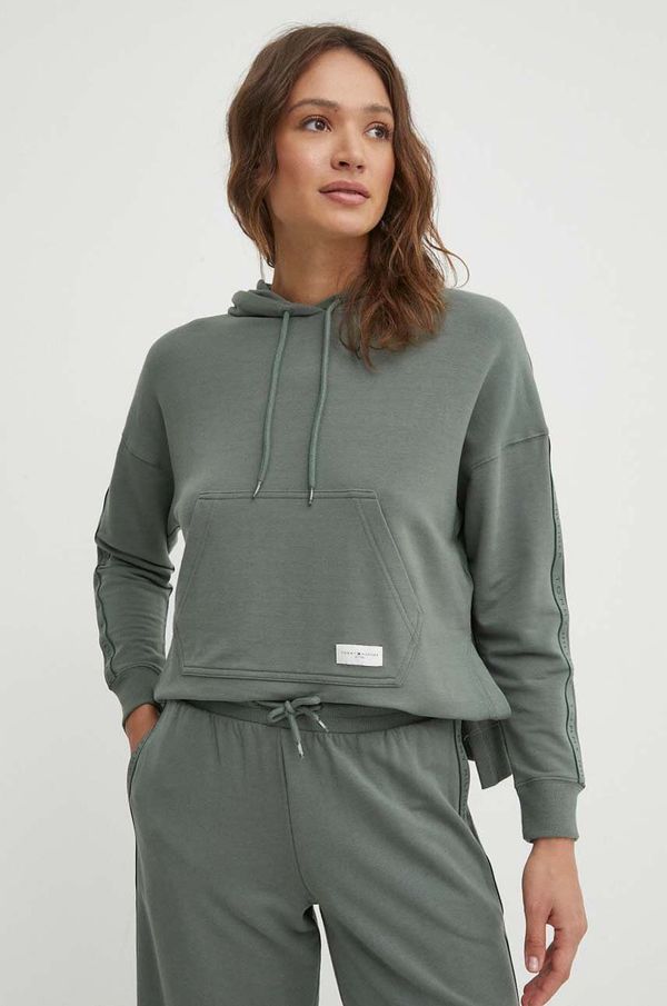 Tommy Hilfiger Homewear dukserica Tommy Hilfiger boja: zelena, s kapuljačom, bez uzorka, UW0UW04783