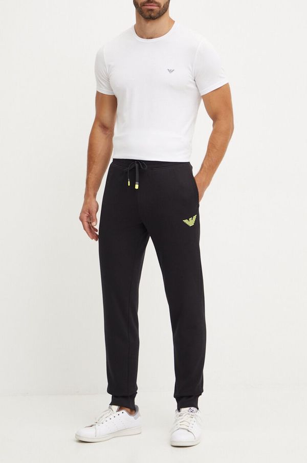 Emporio Armani Underwear Homewear hlače Emporio Armani Underwear boja: crna, s aplikacijom, 111873 4F571