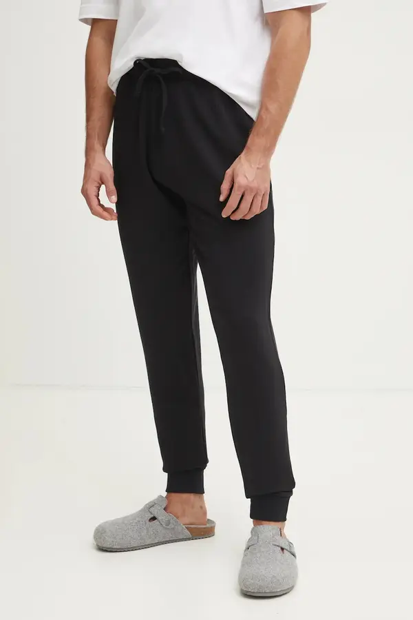 HUGO Homewear hlače HUGO boja: crna, s tiskom, 50532297
