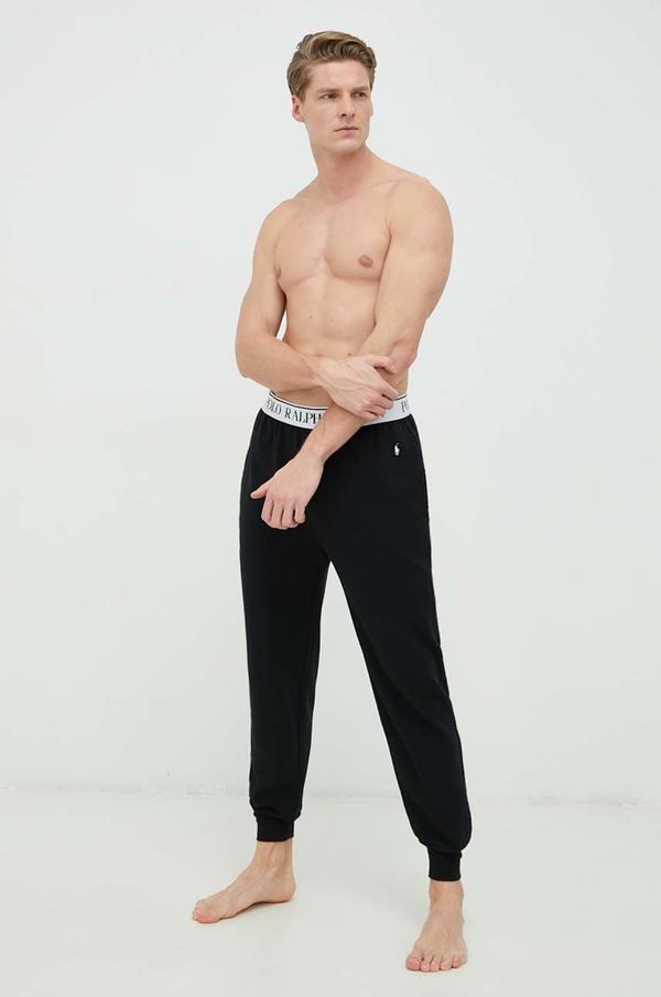 Polo Ralph Lauren Homewear hlače Polo Ralph Lauren boja: crna, glatki materijal