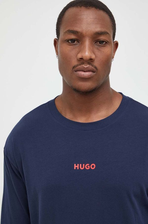 Hugo Homewear majica dugih rukava HUGO boja: tamno plava, s tiskom, 50502399