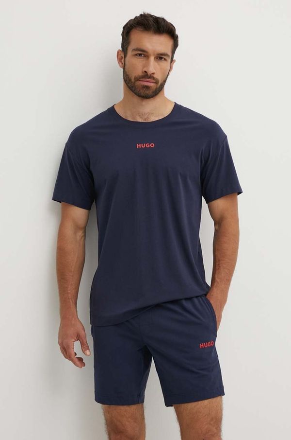 Hugo Homewear majica kratkih rukava HUGO boja: tamno plava, s tiskom