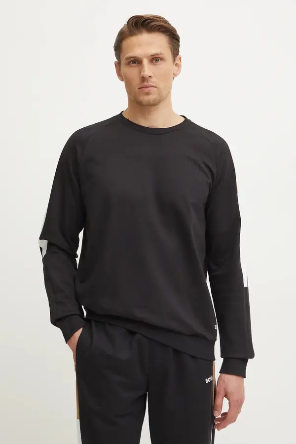 Boss Homewear pamučna dukserica BOSS boja: crna, s uzorkom, 50535787
