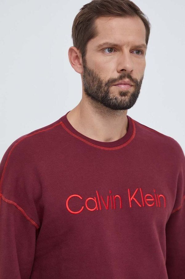 Calvin Klein Underwear Homewear pamučna dukserica Calvin Klein Underwear boja: bordo, s tiskom