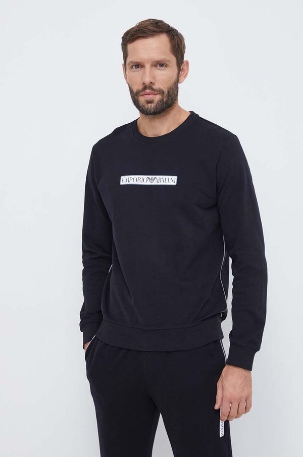 Emporio Armani Underwear Homewear pamučna dukserica Emporio Armani Underwear boja: crna, s tiskom