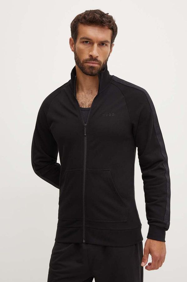 Hugo Homewear pamučna dukserica HUGO boja: crna, s aplikacijom, 50520493