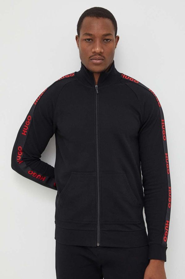 Hugo Homewear pamučna dukserica HUGO boja: crna, s aplikacijom