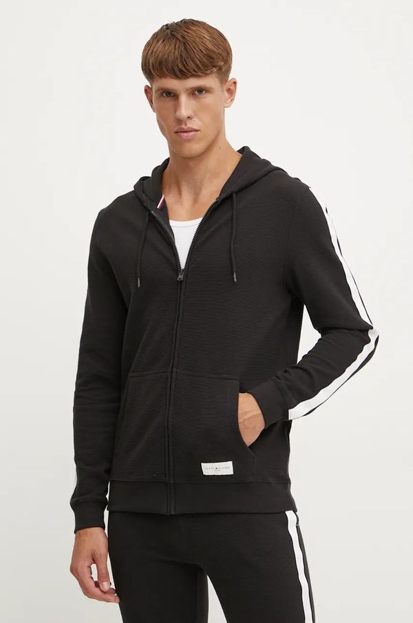 Tommy Hilfiger Homewear pamučna dukserica Tommy Hilfiger boja: tamno plava, s kapuljačom, s aplikacijom, UM0UM03011