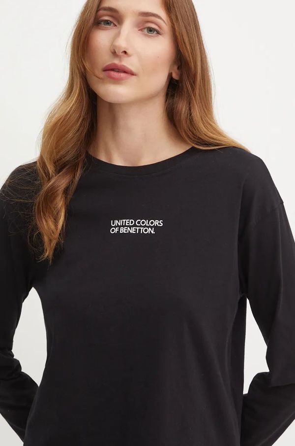 United Colors of Benetton Homewear pamučna majica dugih rukava United Colors of Benetton boja: crna