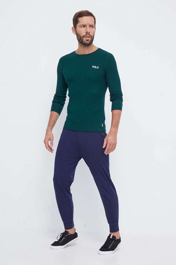 Polo Ralph Lauren Homewear pamučne hlače Polo Ralph Lauren boja: tamno plava, bez uzorka