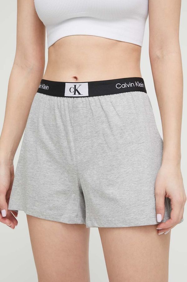 Calvin Klein Underwear Homewear pamučne kratke hlače Calvin Klein Underwear boja: siva, s tiskom, visoki struk
