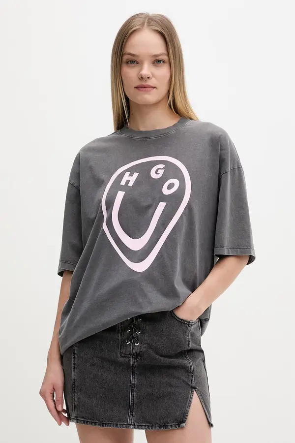 HUGO Blue HUGO Blue majica za žene od pamuka Oversized_Tee_B