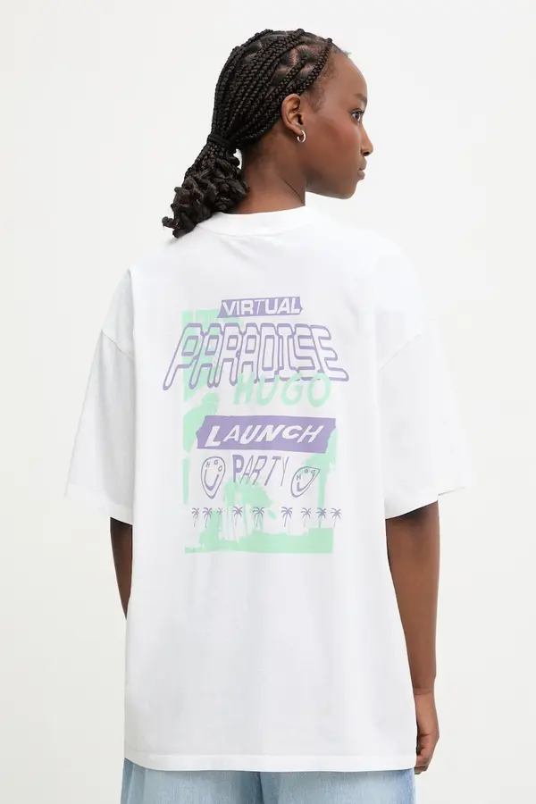 HUGO Blue HUGO Blue majica ženska od pamuka Oversized_Tee_B