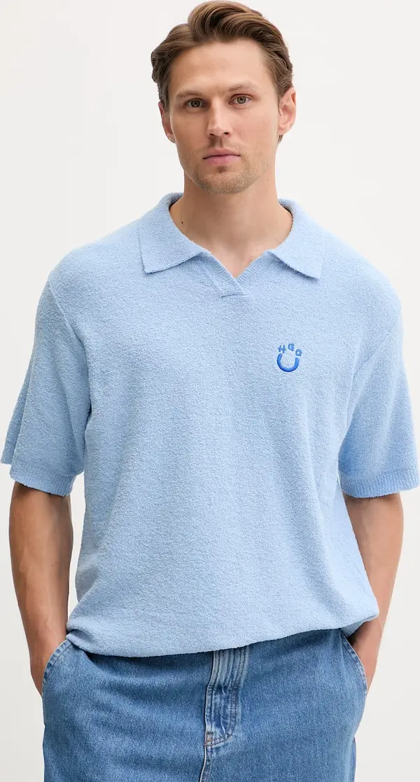 HUGO Blue HUGO Blue pletena polo majica za muškarce s pamukom Sorinou