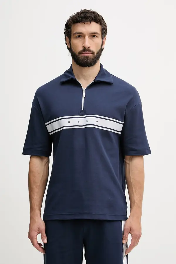 HUGO HUGO za muškarce s pamukom NAUTIX ZIP POLO